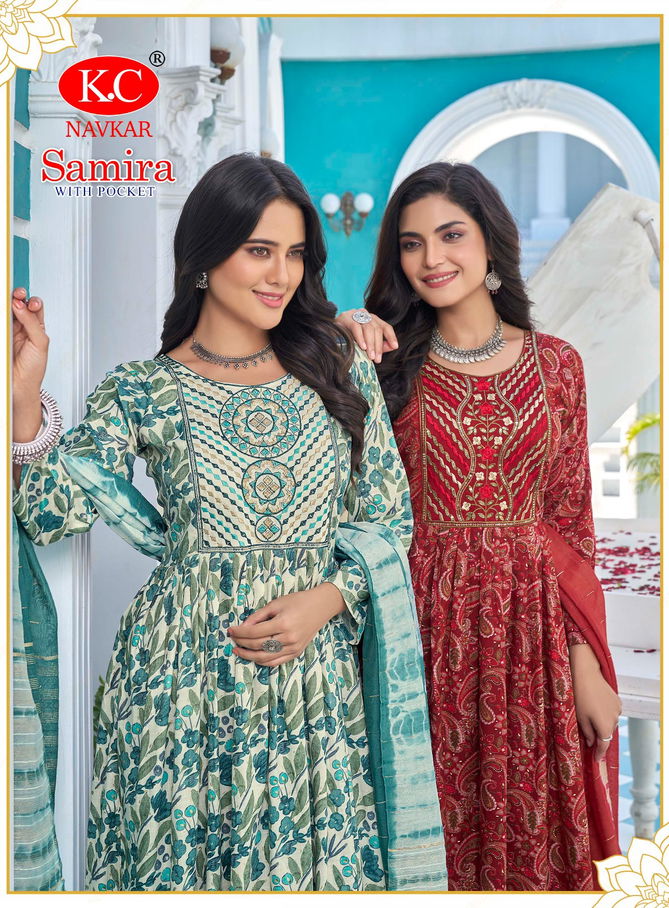 Samira 3 By Kc Capsul Foil Printed Kurti With Bottom Dupatta Wholesale Price In Surat
